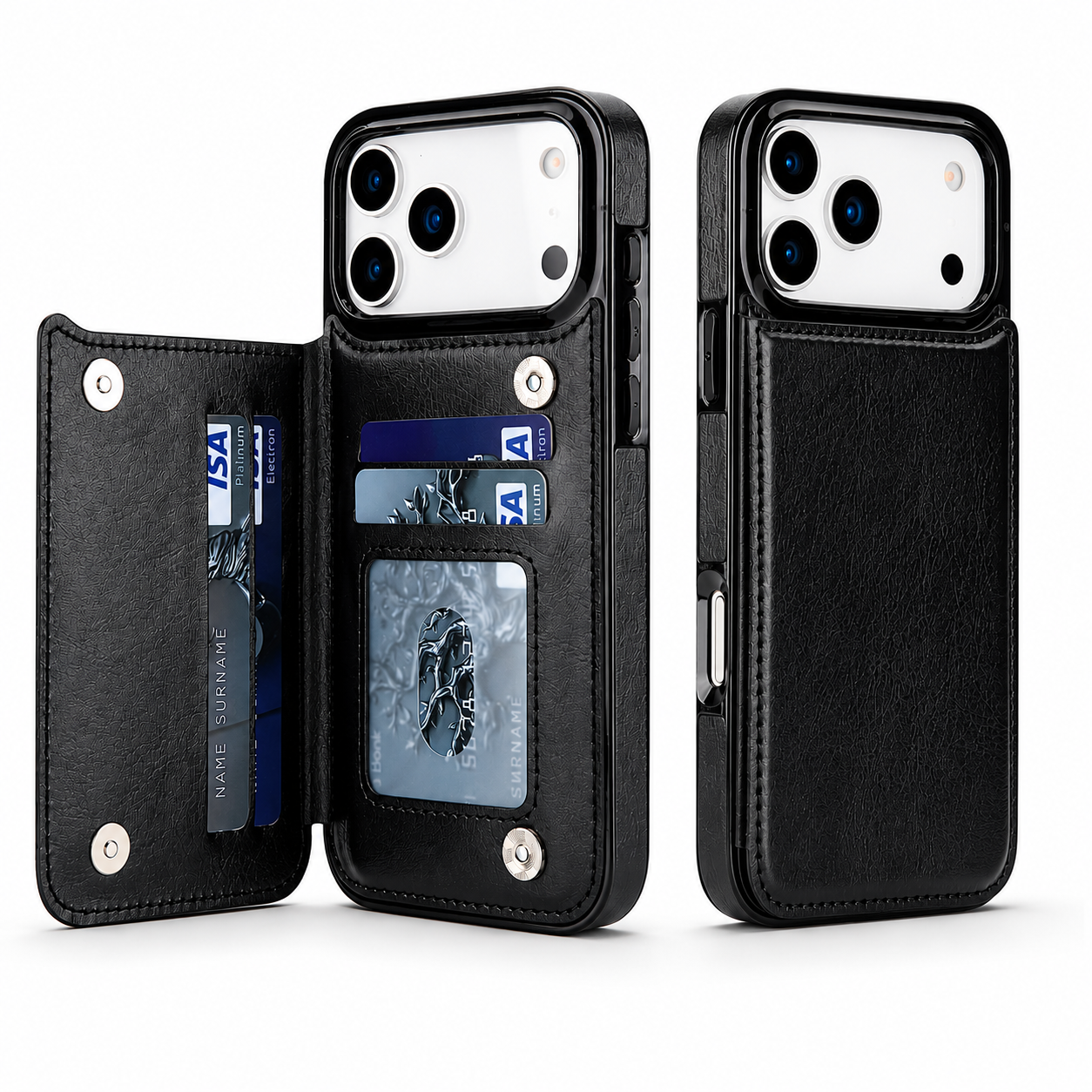 Premium iPhone Case Wallet Flip Cover Card Holder Magnetic Clasp Kickstand Faux Leather Shockproof Anti Scratch Slim Full Coverage Protective Design