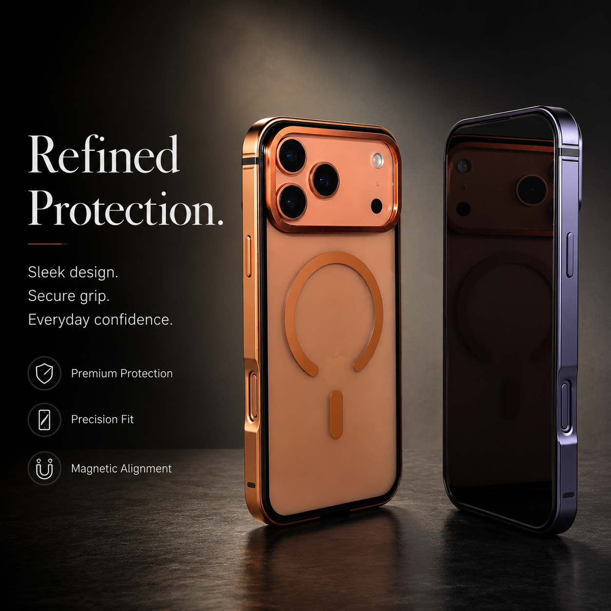 Premium iPhone Case MagSafe Compatible Magnetic Aluminum Frame Clear Back Cover Shockproof Protective Camera Lens Guard Slim Full Coverage