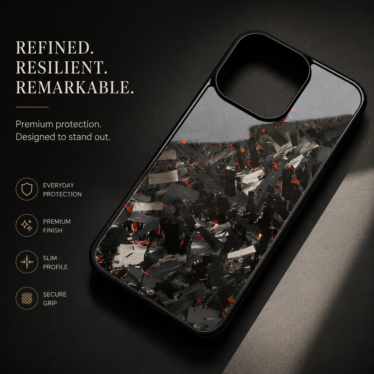 Premium iPhone Case MagSafe Compatible Forged Carbon Fiber Cover Dual Layer Shockproof Metal Lens Frame Button Protection Full Coverage Lightweight Design