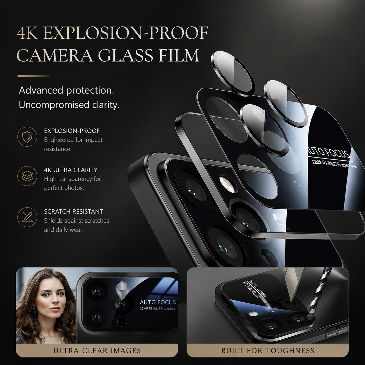 Premium iPhone Case Metal Back Protective Cover Shockproof Silicone Frame Camera Lens Protection Anti Scratch Heavy Duty Slim Full Coverage