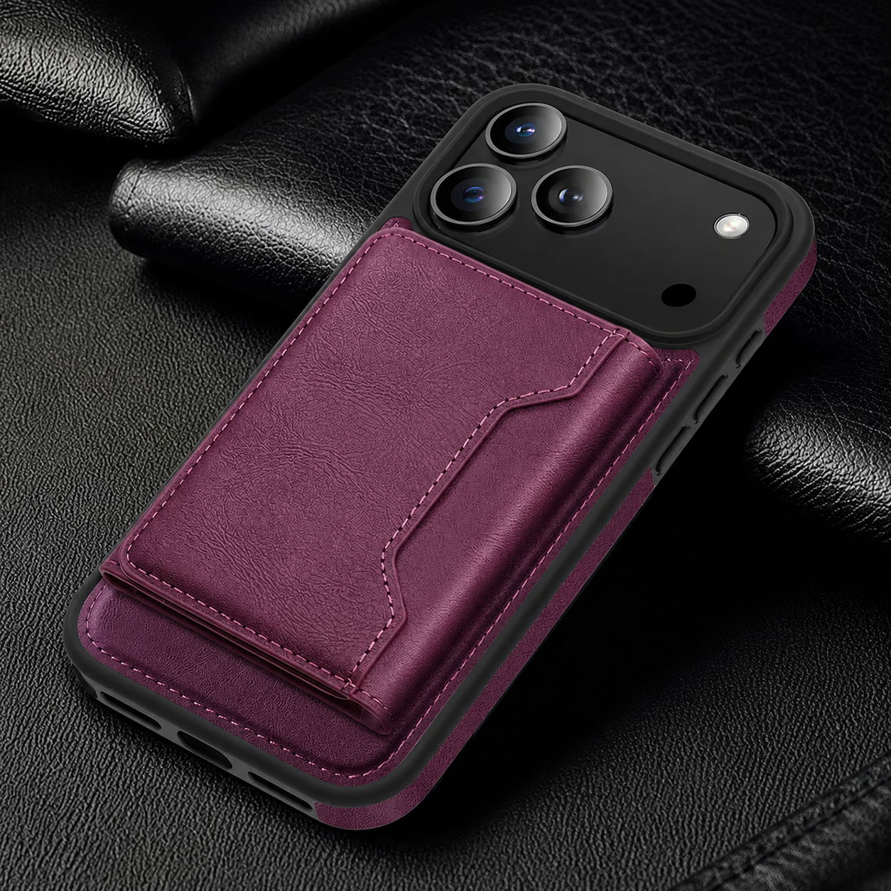 Premium iPhone Case MagSafe Compatible PU Leather Wallet Cover Card Holder Magnetic Shockproof Protective Anti Scratch Non Slip Full Coverage Design