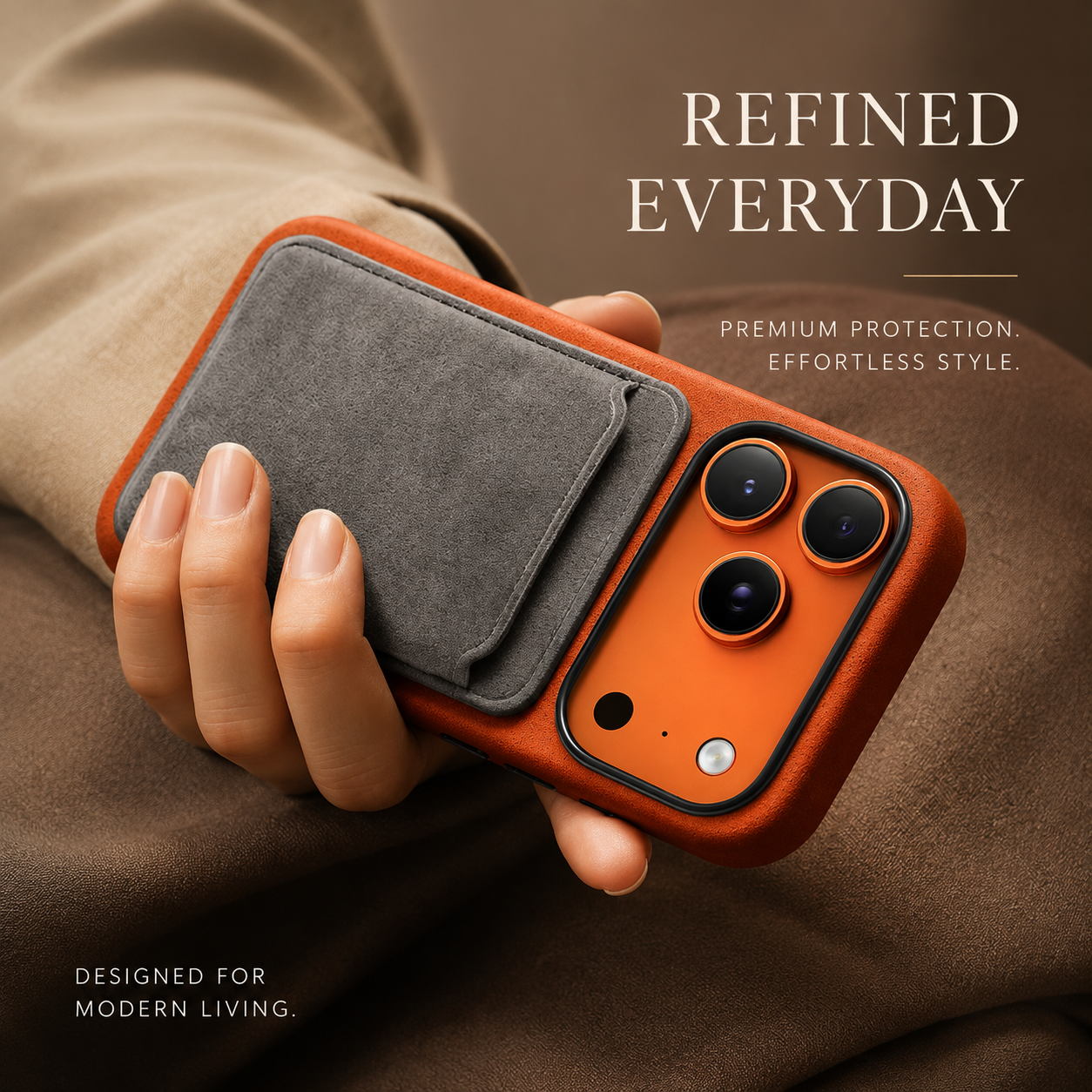 Premium iPhone Case Italian Alcantara Magnetic MagSafe Compatible Smart Button Leather Finish Protective Cover Slim Full Coverage Luxury Design