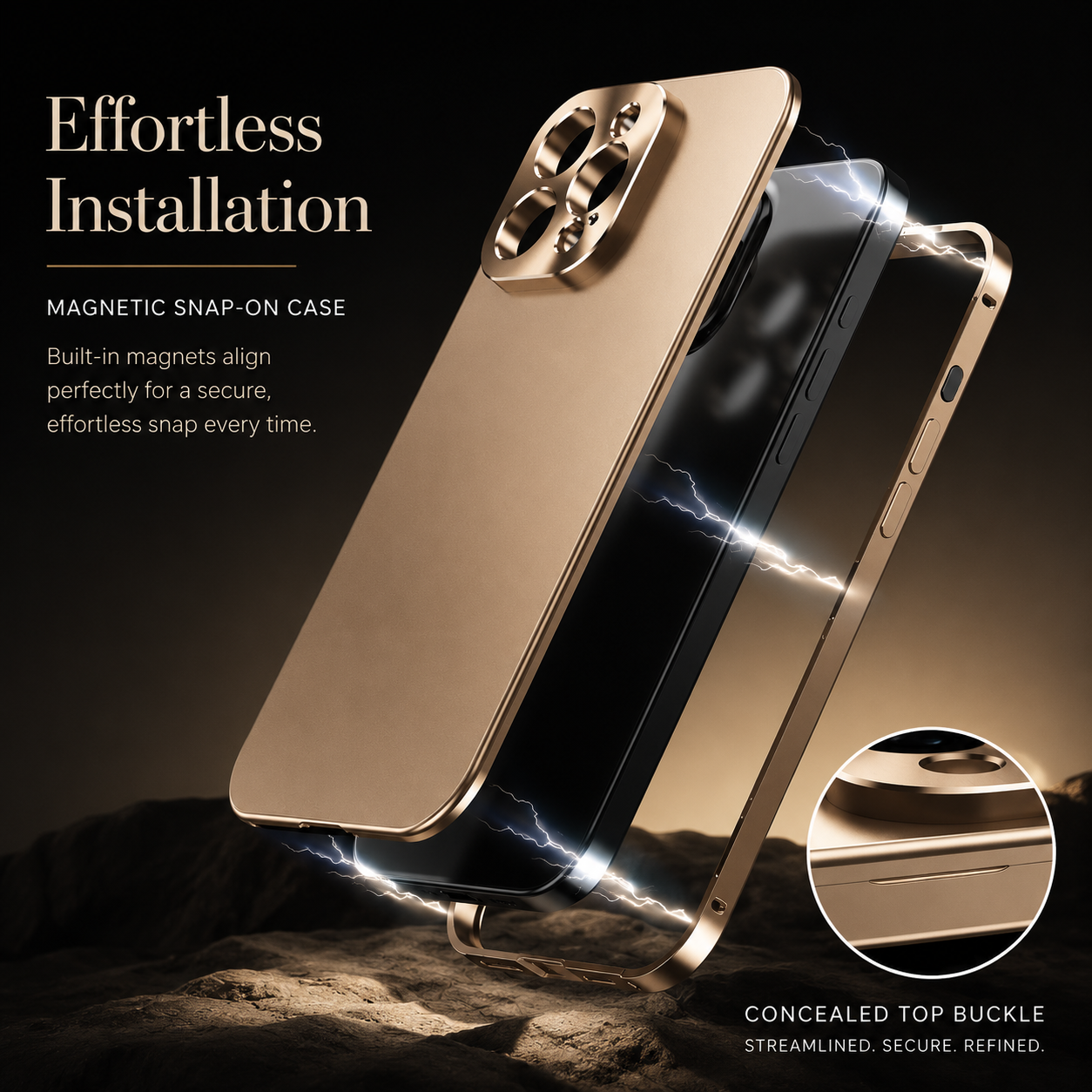 Premium iPhone Case MagSafe Compatible Magnetic Aluminum Frame Shockproof Protective Cover Camera Lens Protection Slim Metal Design Wireless Charging Compatible