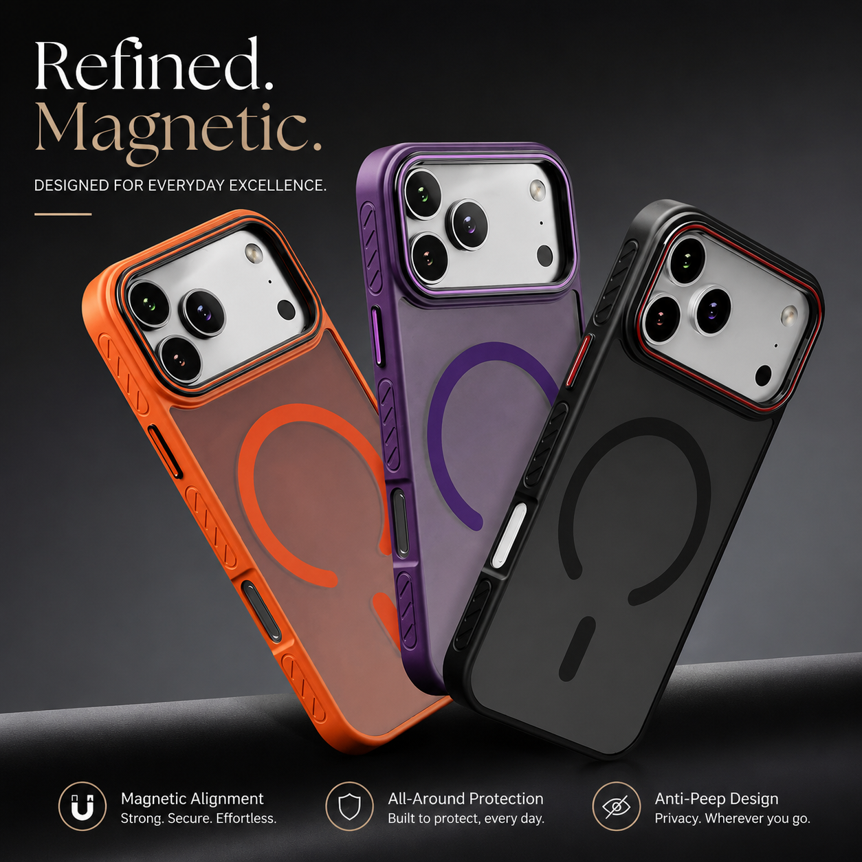 Premium iPhone Case MagSafe Compatible Magnetic Transparent Matte Cover Shockproof Protective Frame Camera Lens Protection Slim Full Coverage