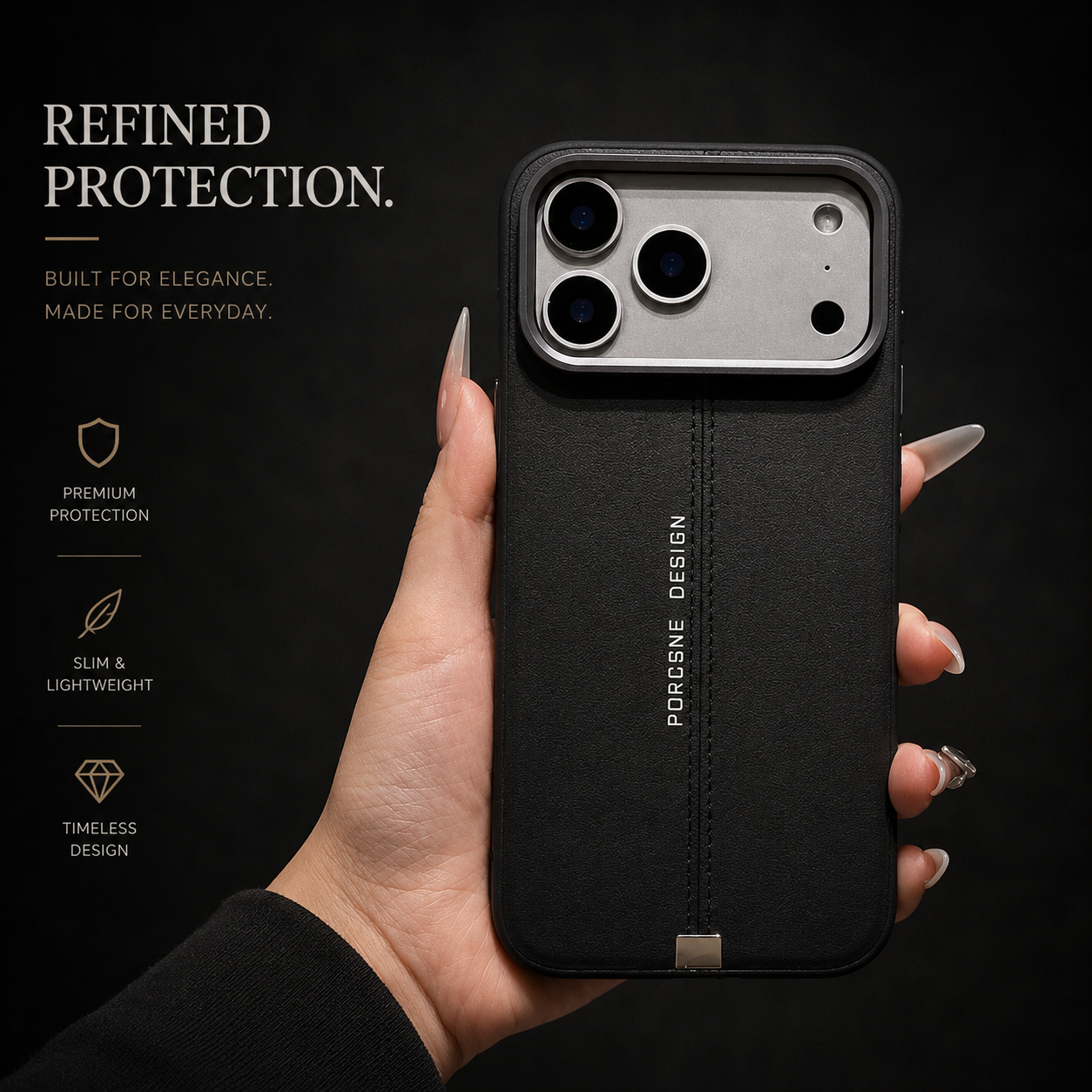 Premium iPhone Case Business Leather MagSafe Magnetic Cover Metal Button Shockproof Anti Fall Slim Full Coverage Anti Scratch Protective Design