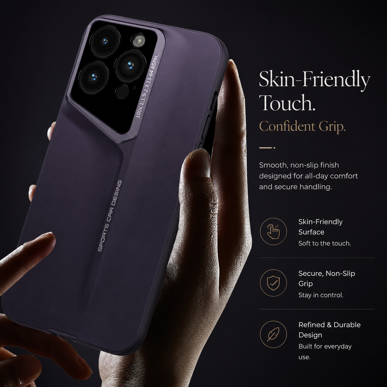 Premium iPhone Case Ultra Thin Titanium Finish Blade Style Shockproof Lens Protection Lightweight Half Wrapped Protective Cover Full Coverage Design