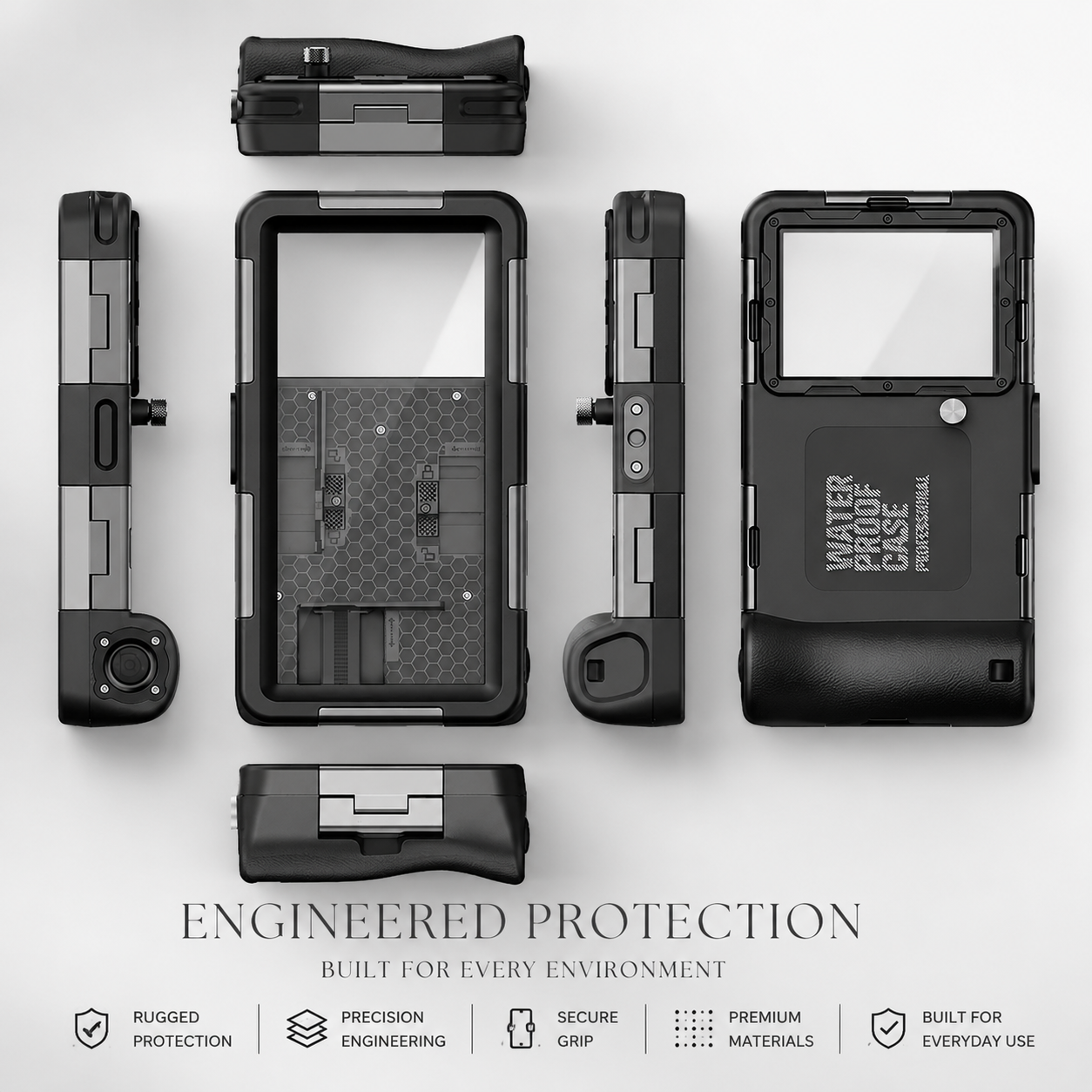 Premium Waterproof iPhone Case IP68 Protective Cover Full Body Shockproof Anti Scratch Sealed Underwater Protection Lanyard Durable Design Case