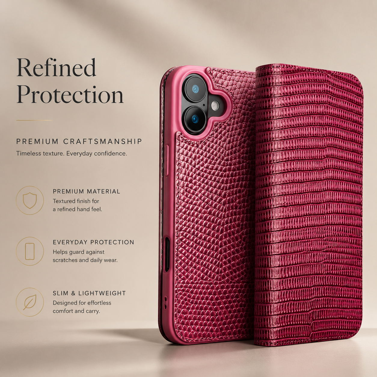 Premium iPhone Case Genuine Leather Wallet Flip Cover Card Holder Slim Shockproof Protective Cover Anti Scratch Lightweight Full Protection