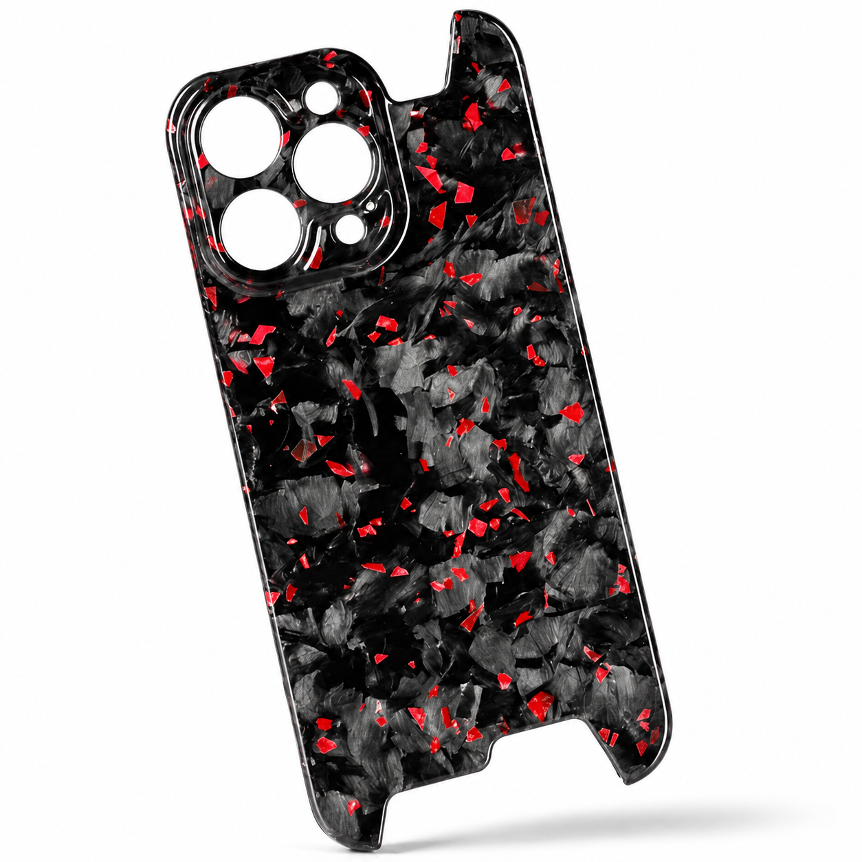 Premium iPhone Case Forged Carbon Fiber Cover Ultra Thin Glossy Lightweight Scratch Resistant Half Wrapped Slim Protective Wireless Charging Design
