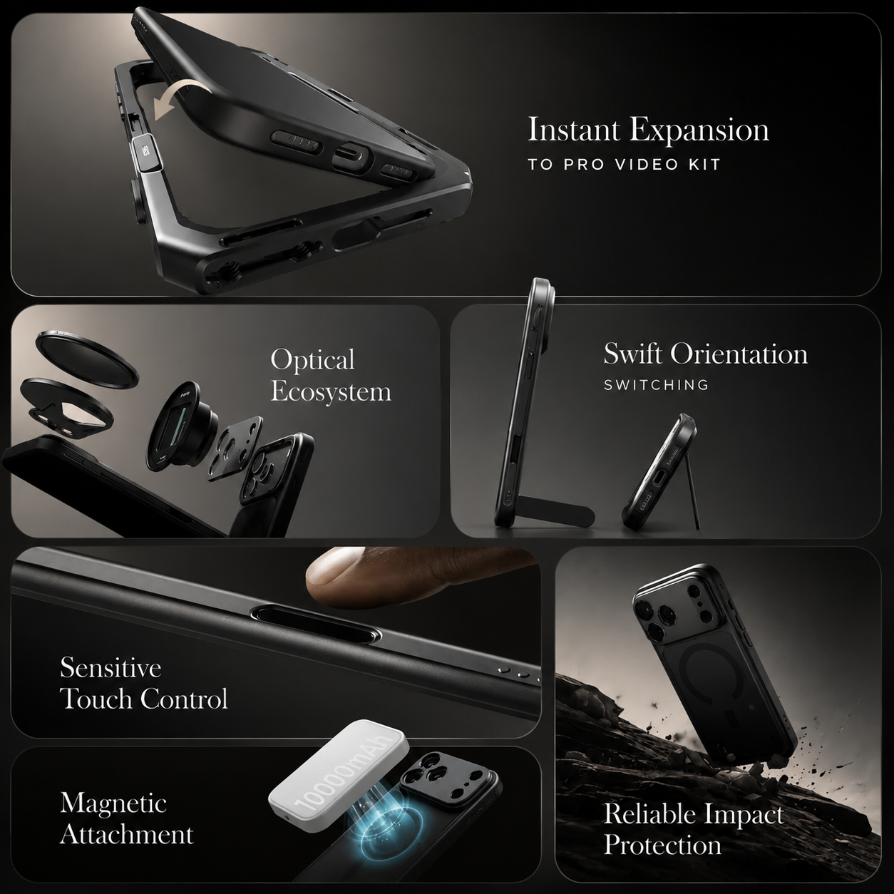 Premium iPhone Case Photography Cover MagSafe Compatible 67mm Filter Mount 17mm Lens Support Kickstand Shockproof Full Coverage Protective Design