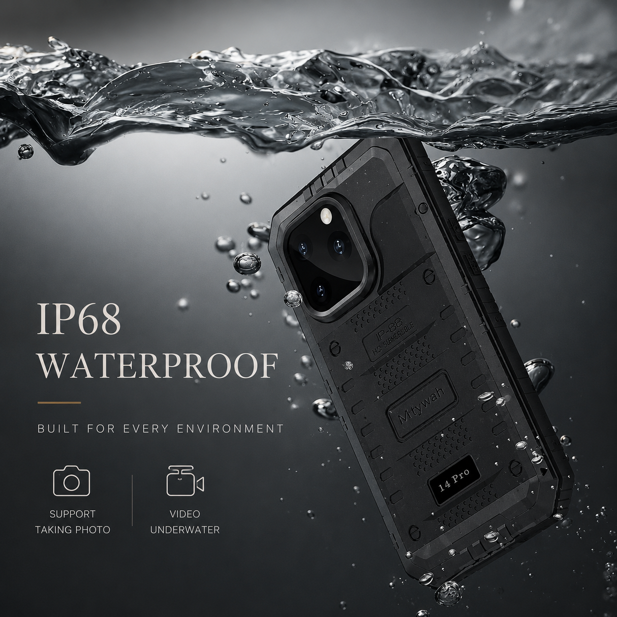 Premium iPhone Case MagSafe Compatible IP68 Waterproof Aluminum Armor Cover Magnetic Shockproof Full Body Camera Guard Rugged Protective Design