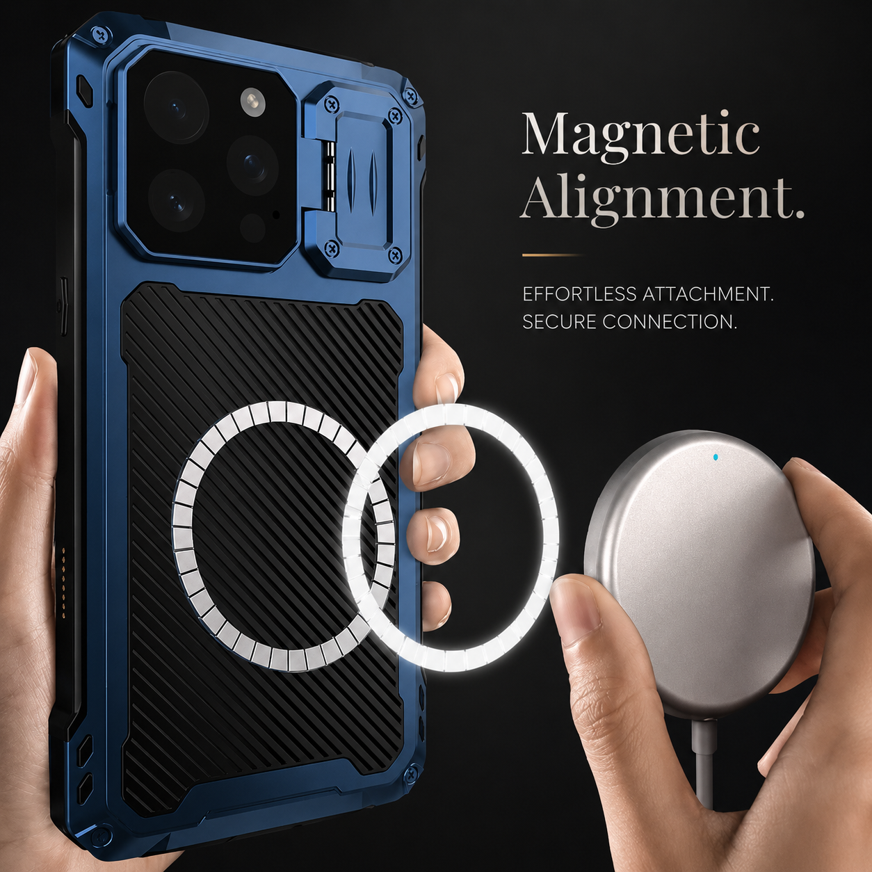 Premium iPhone Case Heavy Duty Metal MagSafe Cover Camera Guard Kickstand 9H Screen Protector Shockproof Aluminum Bumper Full Coverage Protective Design