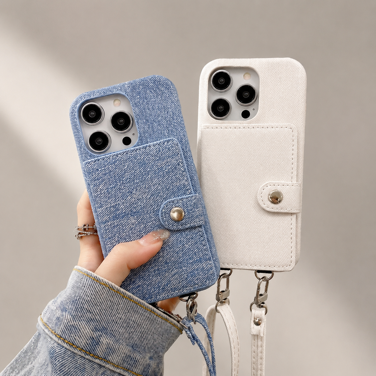 Premium iPhone Case Wallet Crossbody Flip Cover RFID Blocking Card Holder PU Leather Magnetic Closure Shockproof Full Coverage Strap Design Protective Case