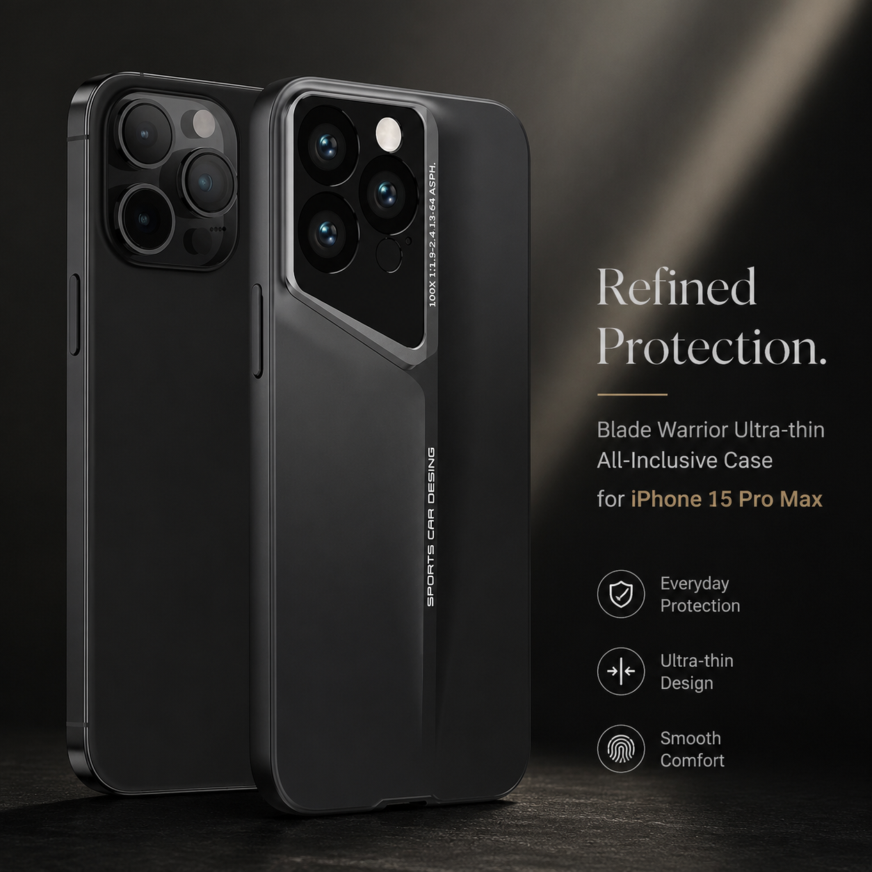 Premium iPhone Case Ultra Thin Protective Cover Titanium Style Shockproof Camera Lens Protection Anti Scratch Lightweight Anti Slip Slim Full Coverage