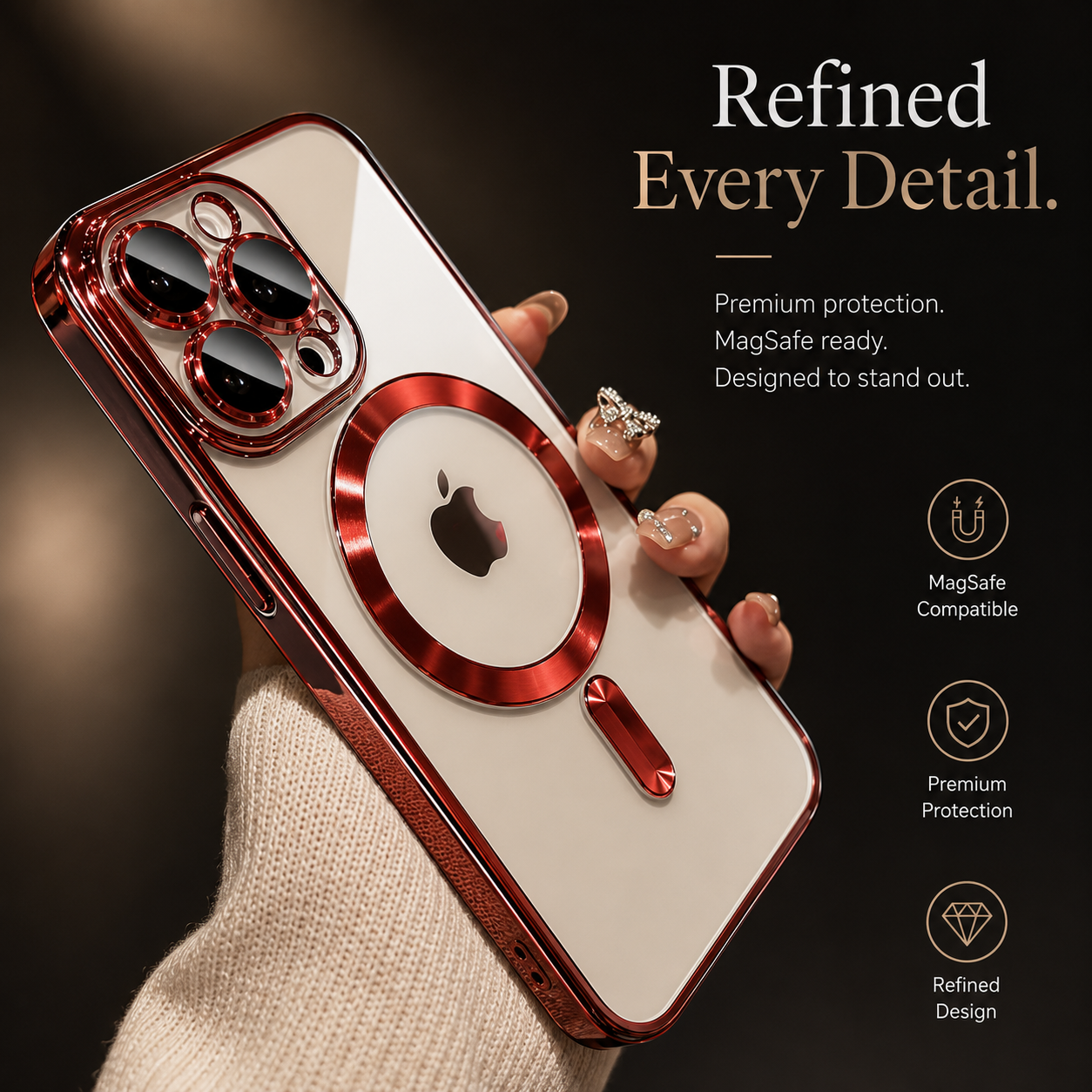Premium iPhone Case MagSafe Compatible Magnetic Protective Cover Shockproof Camera Lens Protection Slim TPU Plating Frame Anti Scratch Full Coverage