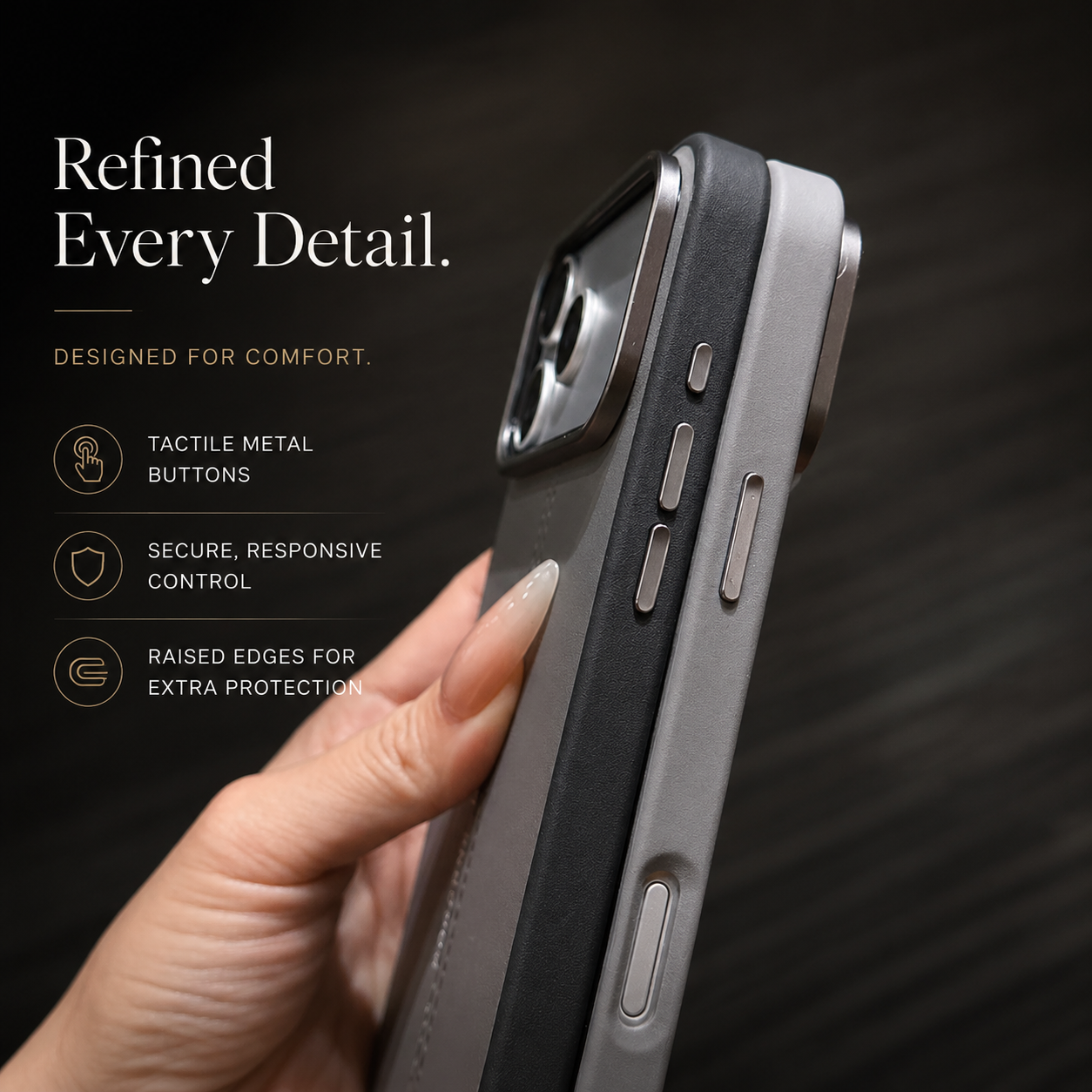 Premium iPhone Case Business Leather MagSafe Magnetic Cover Metal Button Shockproof Anti Fall Slim Full Coverage Anti Scratch Protective Design