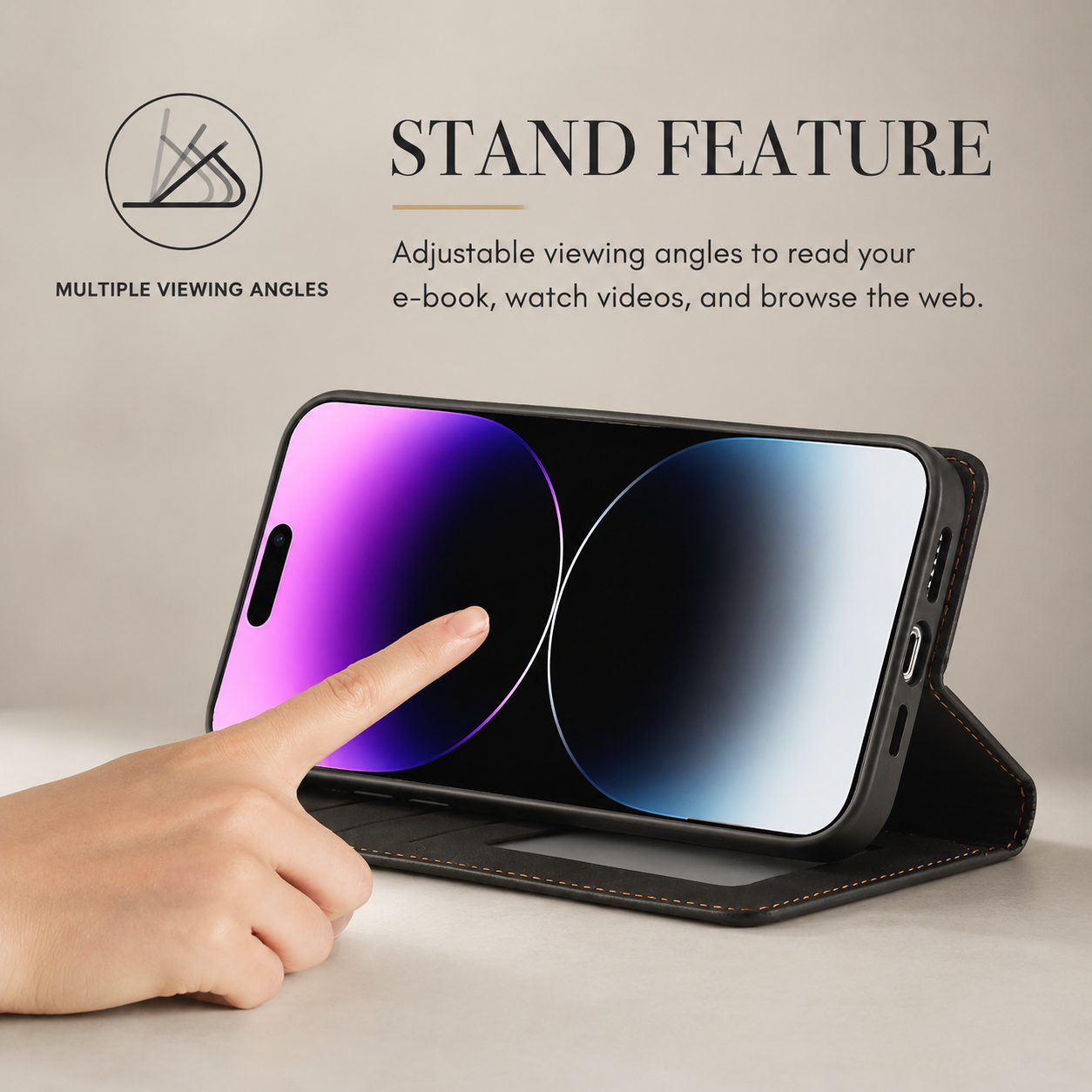 Premium iPhone Case MagSafe Compatible Wallet Flip Cover Card Holder Magnetic Closure Shockproof Camera Lens Protection Suede Leather Slim Full Coverage Cover