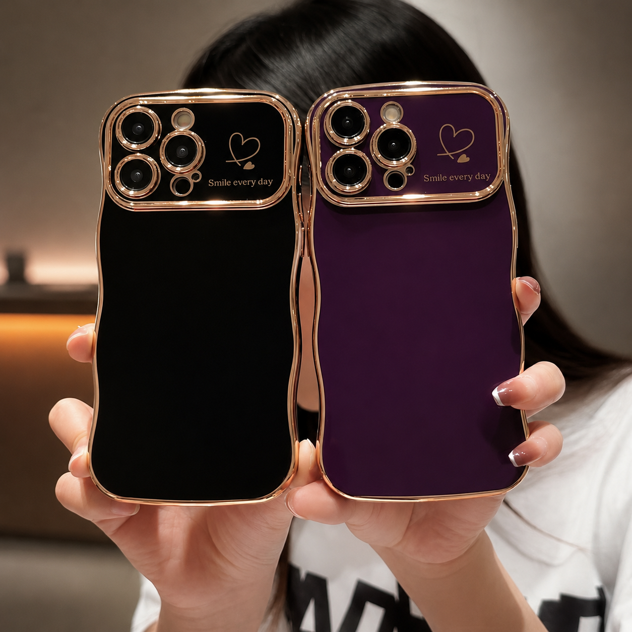 Premium iPhone Case MagSafe Compatible Transparent Plating Wave Heart Design Shockproof Protective Cover Camera Lens Protection Ultra Thin Full Coverage