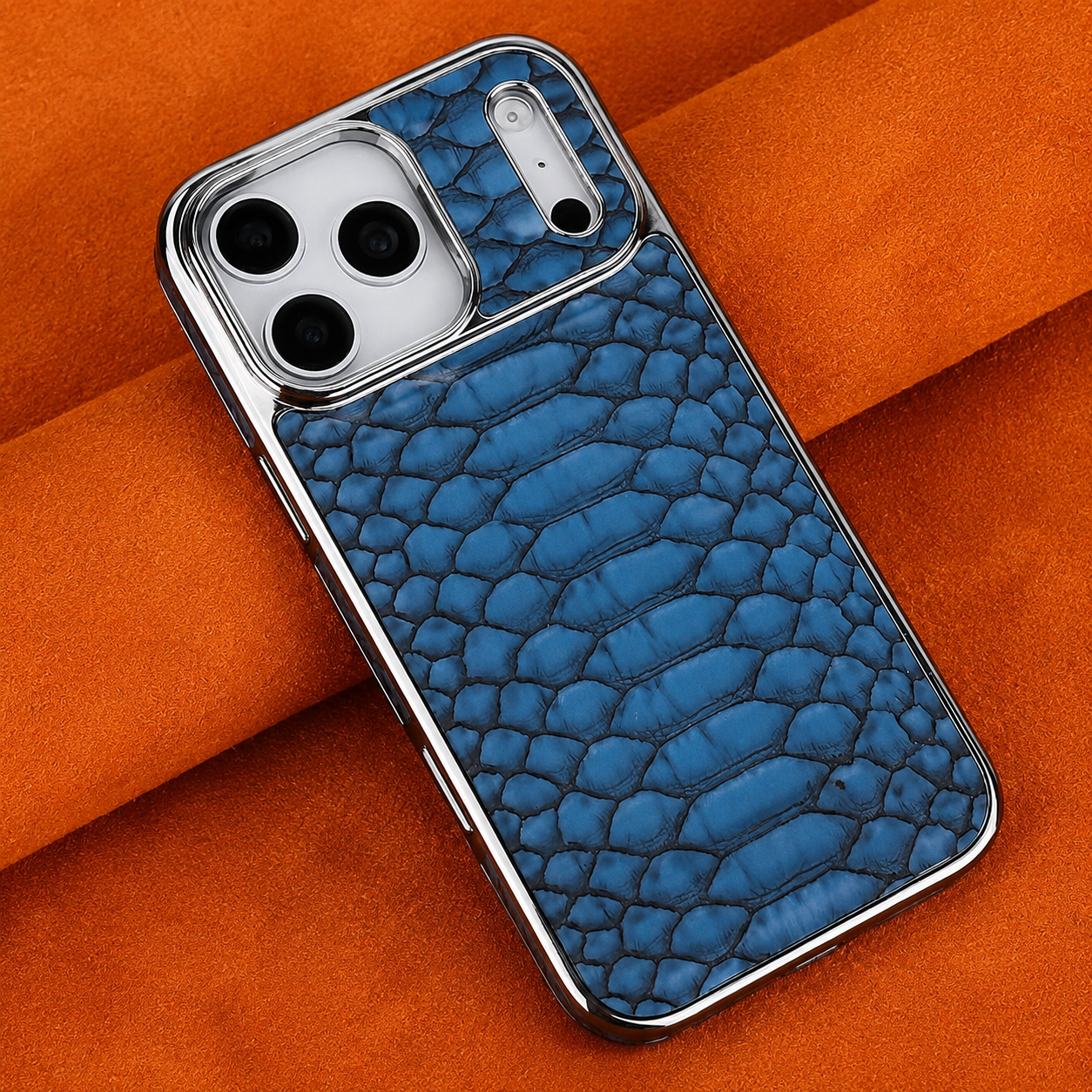 Premium iPhone Case Leather Snake Pattern Cover Soft Flannel Lining Anti Scratch Non Slip Slim Lightweight Protective Fashion Design Half Wrapped