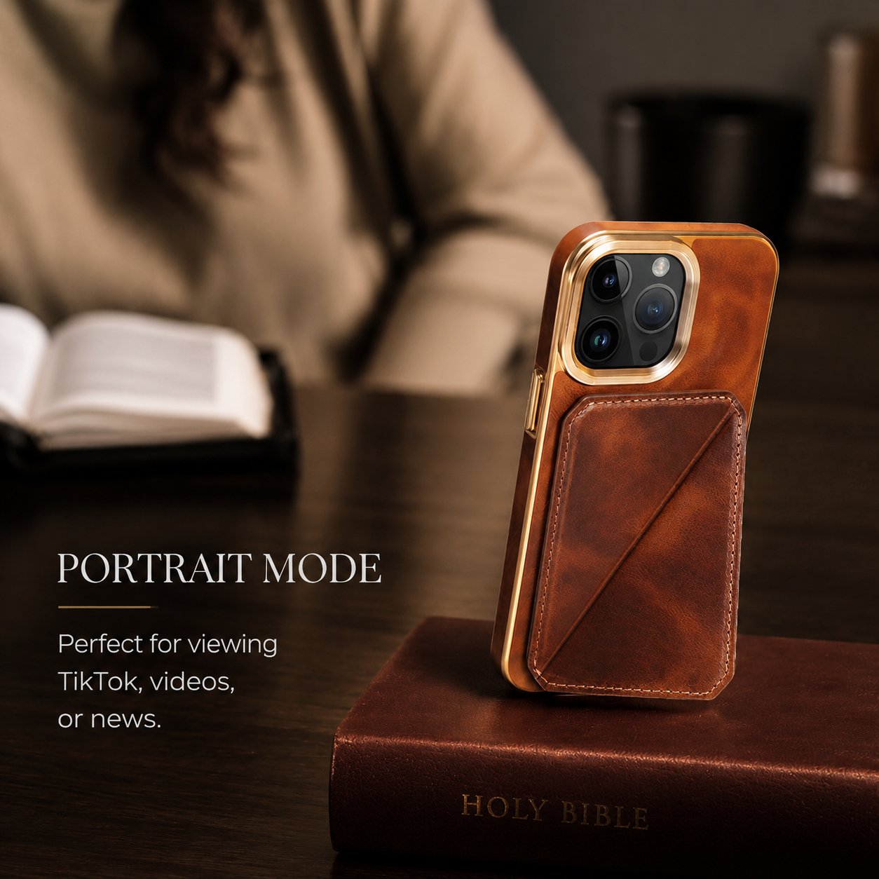 Premium iPhone Case Genuine Cowhide Leather Wallet Cover MagSafe Compatible Magnetic Card Holder Shockproof Camera Protection Slim Full Coverage