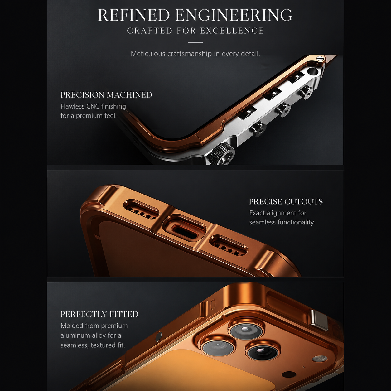 Premium iPhone Case MagSafe Compatible Magnetic Aluminum Bumper Frame Cover Shockproof Edge Protection Heat Dissipation Camera Lens Guard Slim Lightweight