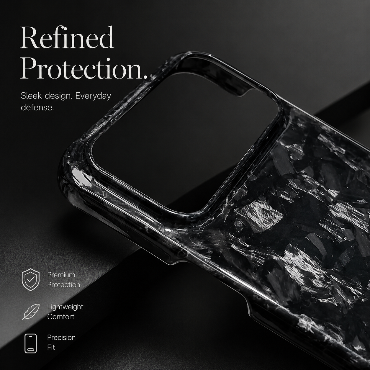 Premium iPhone Case Forged Carbon Fiber Cover Ultra Slim Lightweight Anti Fingerprint Non Slip Scratch Resistant Business Protective Design