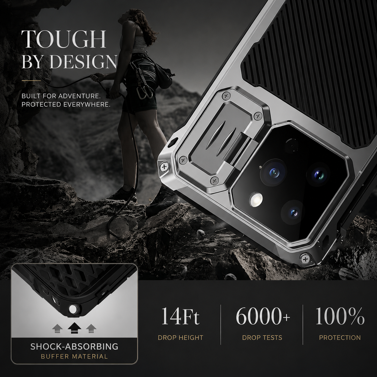 Premium iPhone Case Heavy Duty Metal MagSafe Cover Camera Guard Kickstand 9H Screen Protector Shockproof Aluminum Bumper Full Coverage Protective Design