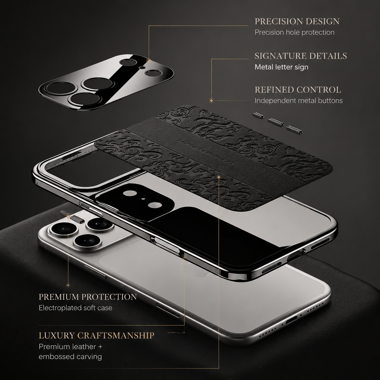 Premium iPhone Case Leather Electroplated Soft TPU Magnetic Shockproof Protective Cover Luxury Slim Half Wrapped Full Coverage Design Anti Scratch Case