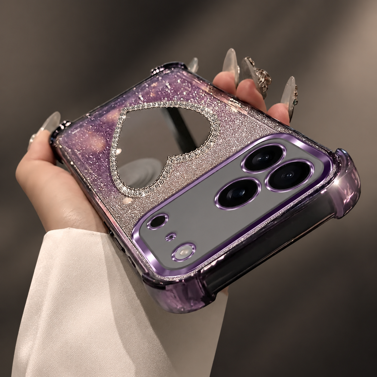 Premium iPhone Case MagSafe Compatible Glitter Mirror Bracelet Cover Shockproof Silicone Stand Holder Non Slip Anti Fingerprint Full Coverage Protective Design