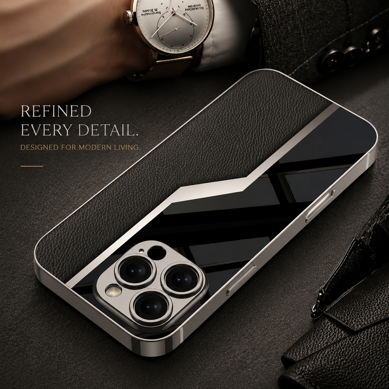 Premium iPhone Case Leather Plating Cover Soft TPU Edge Camera Lens Protection Shockproof Anti Scratch Ultra Thin Full Coverage Protective Design