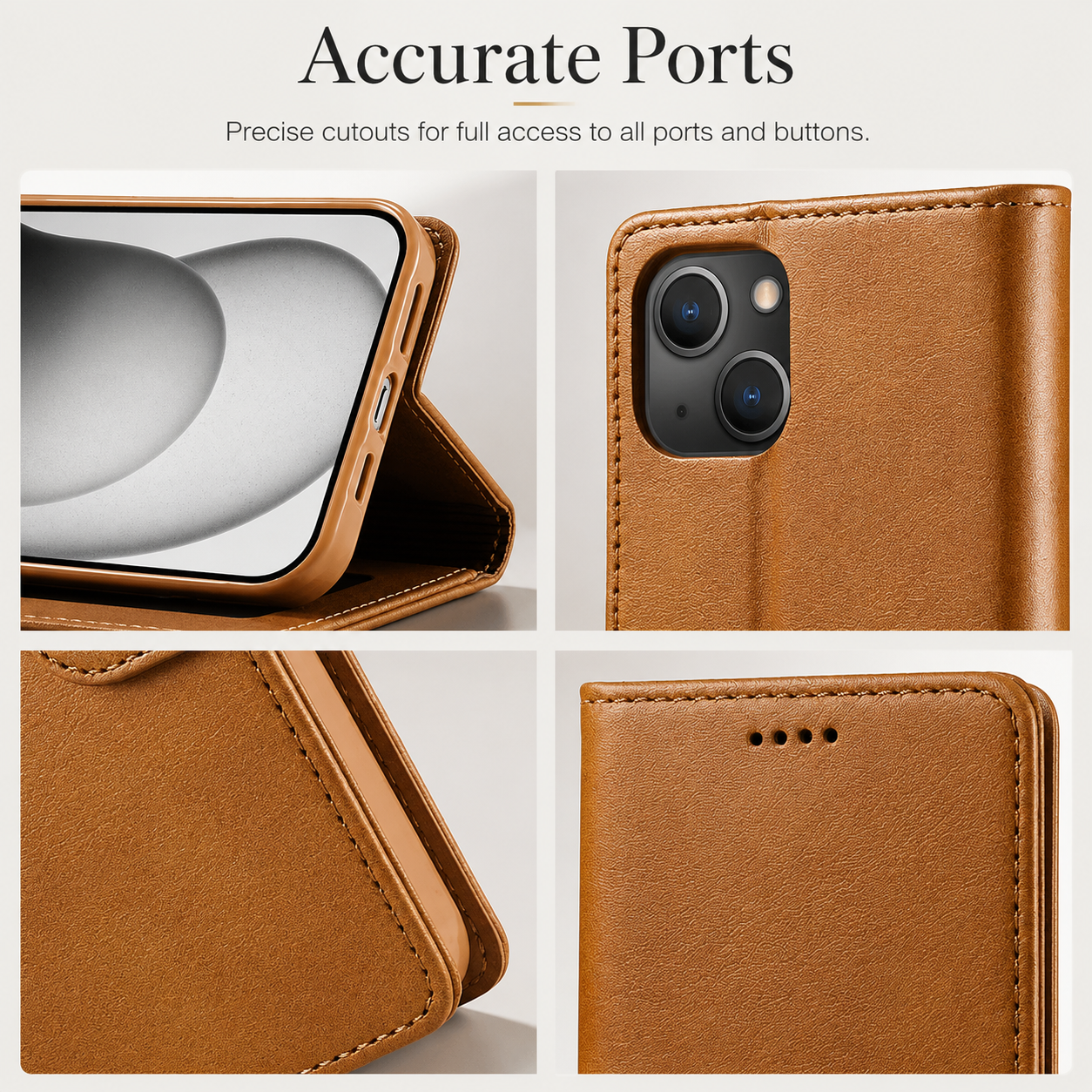 Premium iPhone Case Leather Wallet Flip Cover Card Holder Magnetic Closure Shockproof Camera Protection Slim Full Coverage Protective Design