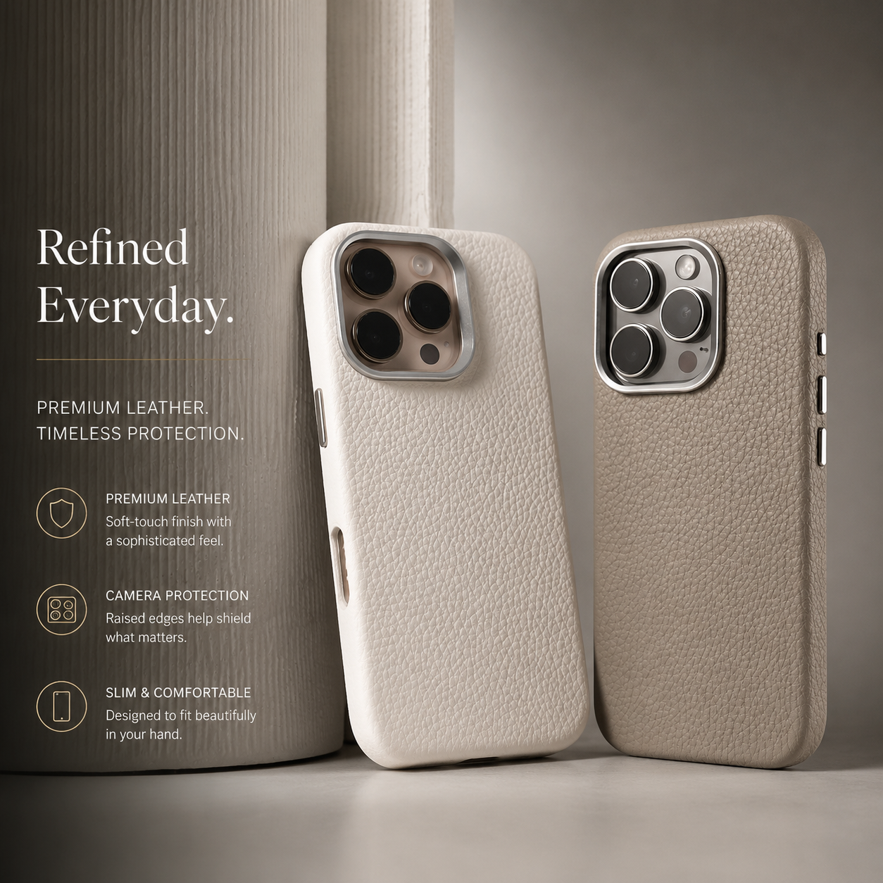 Premium iPhone Case MagSafe Compatible Leather Protective Cover Camera Lens Protection Shockproof Anti Scratch Business Slim Full Coverage