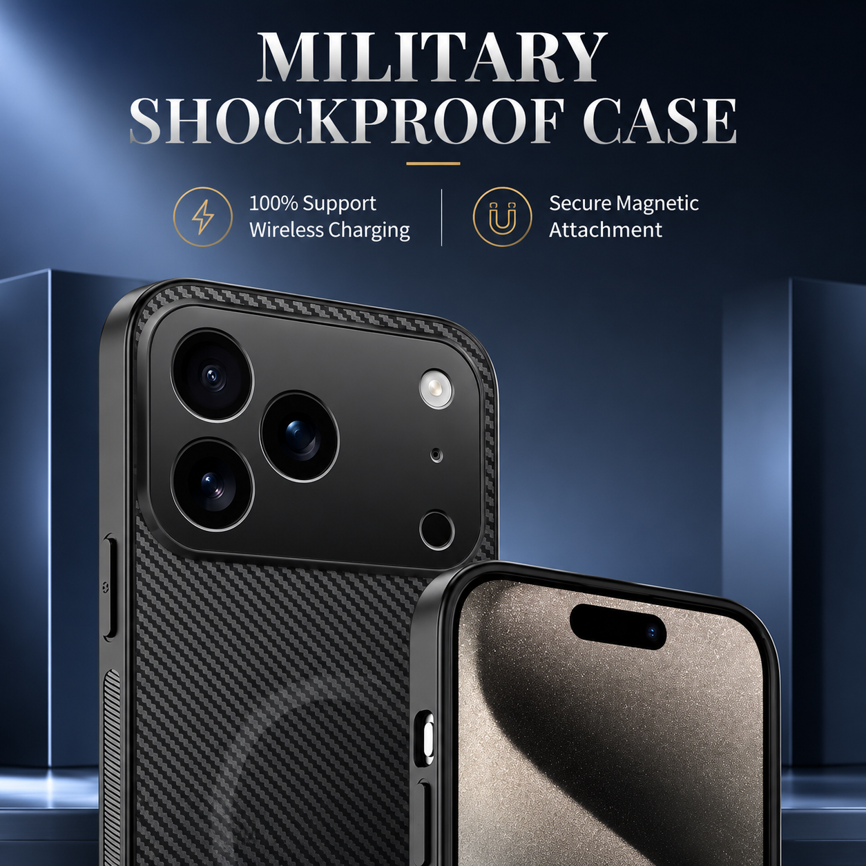 Premium iPhone Case MagSafe Compatible Carbon Fiber Leather Protective Cover Wireless Charging Shockproof Anti Scratch Slim Camera Lens Protection Full Coverage