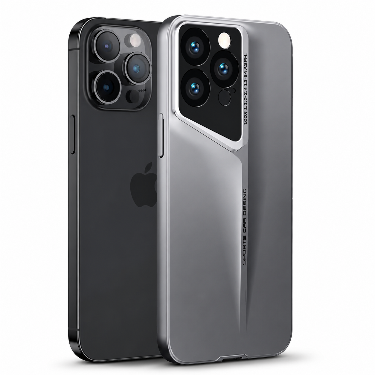 Premium iPhone Case Ultra Thin Titanium Finish Blade Style Shockproof Lens Protection Lightweight Half Wrapped Protective Cover Full Coverage Design