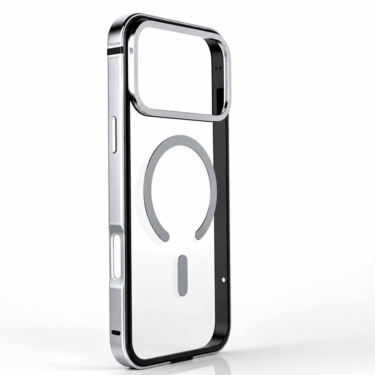 Premium iPhone Case MagSafe Compatible Magnetic Aluminum Frame Clear Back Cover Shockproof Protective Camera Lens Guard Slim Full Coverage