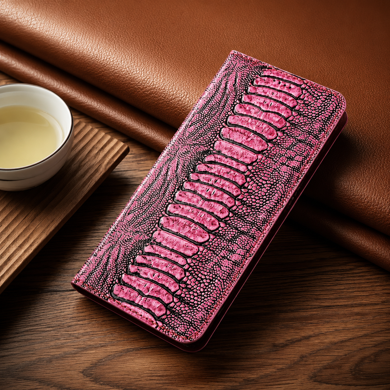 Premium iPhone Case Genuine Leather Flip Wallet Cover MagSafe Compatible Card Holder Magnetic Closure Shockproof Camera Protection Stand Full Coverage