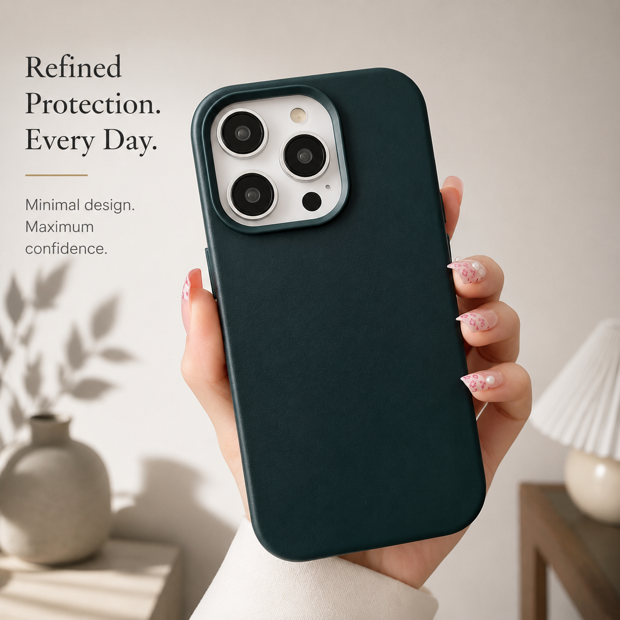Premium iPhone Case MagSafe Compatible Leather Cover Magnetic Back Shockproof Protective Cover Anti Scratch Slim Half Wrapped Design