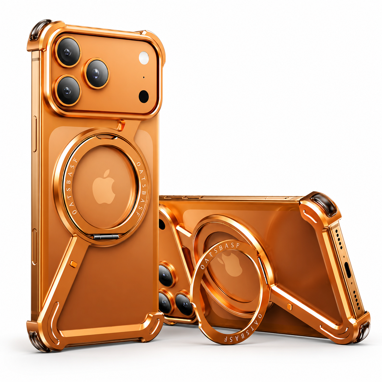 Premium iPhone Case MagSafe Compatible Magnetic Aluminum Frameless Cover 360 Rotating Stand Ring Shockproof Camera Lens Protection Slim Design