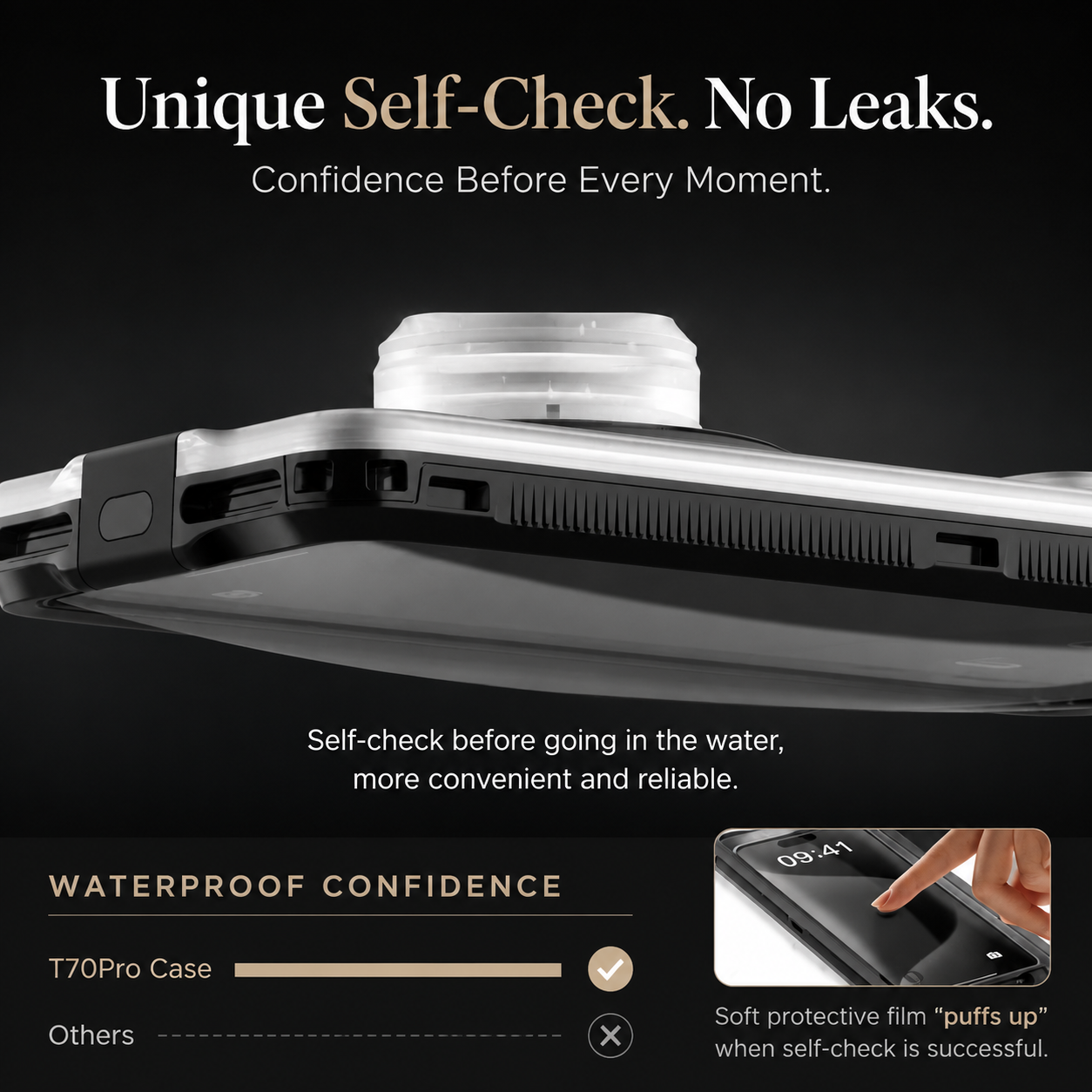 Premium iPhone Case Waterproof IP68 Protective Cover Full Body Shockproof Vacuum Seal System Underwater Touchscreen Access Dustproof Durable Design