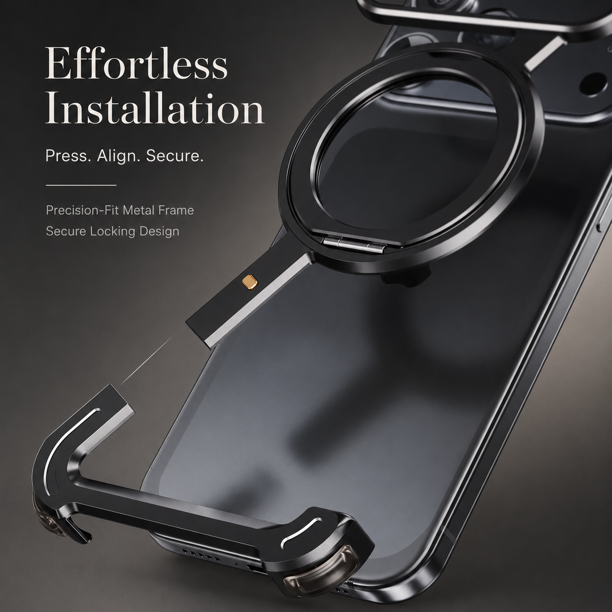 Premium iPhone Case MagSafe Compatible Magnetic Aluminum Frameless Cover 360 Rotating Stand Ring Shockproof Camera Lens Protection Slim Design