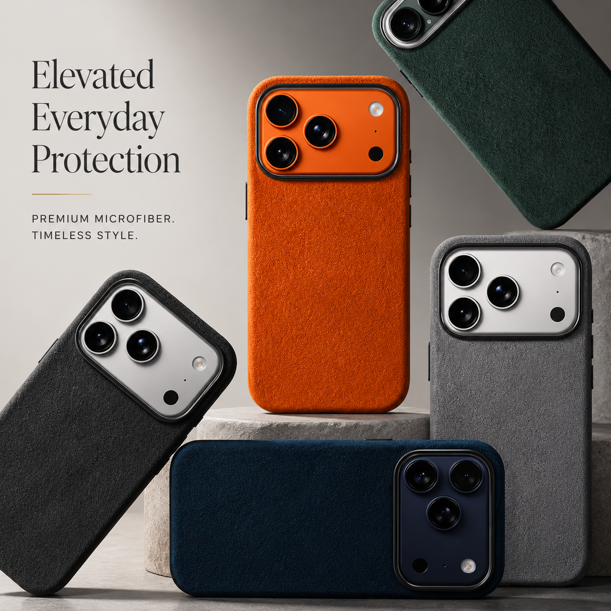 Premium iPhone Case Italian Alcantara Magnetic MagSafe Compatible Smart Button Leather Finish Protective Cover Slim Full Coverage Luxury Design