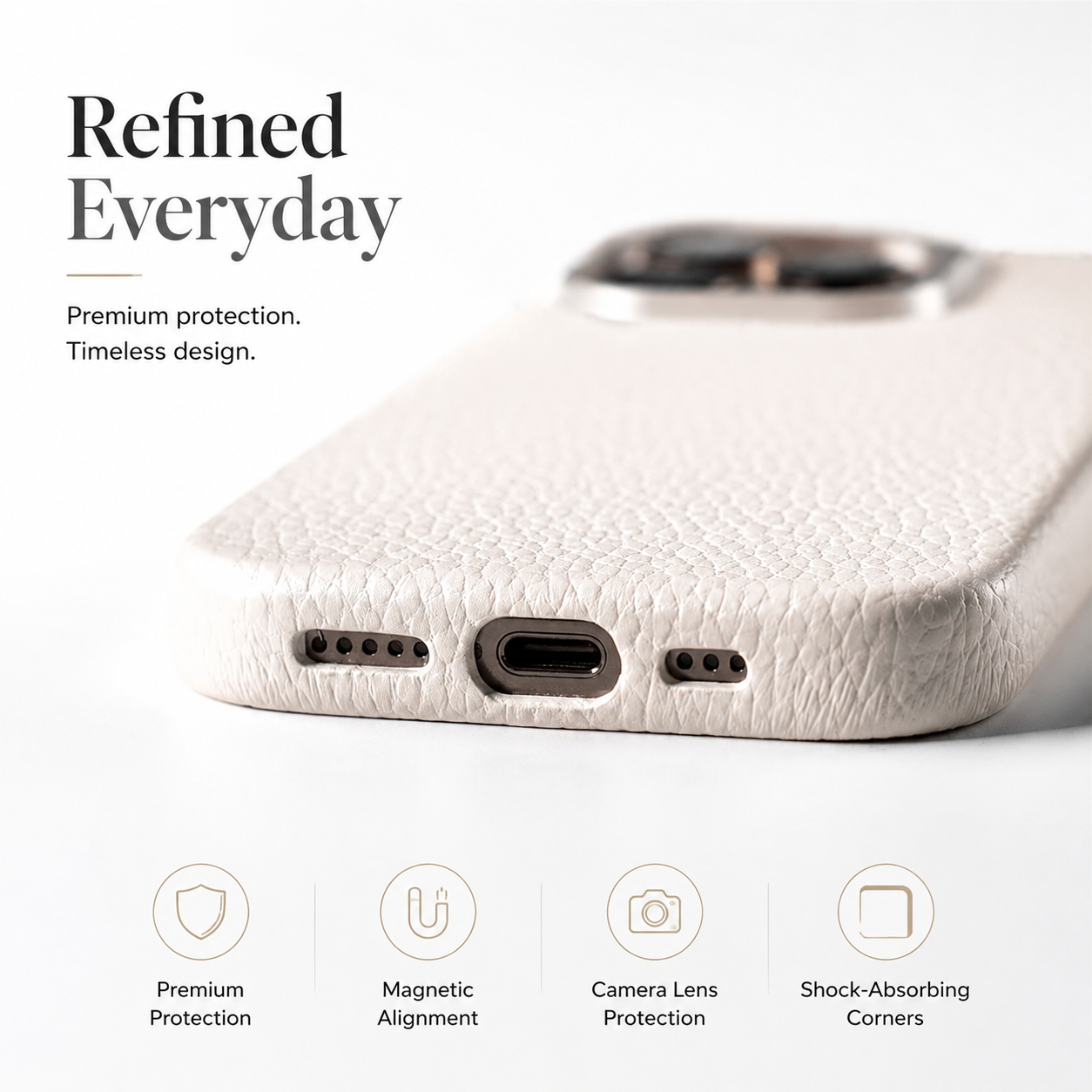 Premium iPhone Case MagSafe Compatible Leather Protective Cover Camera Lens Protection Shockproof Anti Scratch Business Slim Full Coverage
