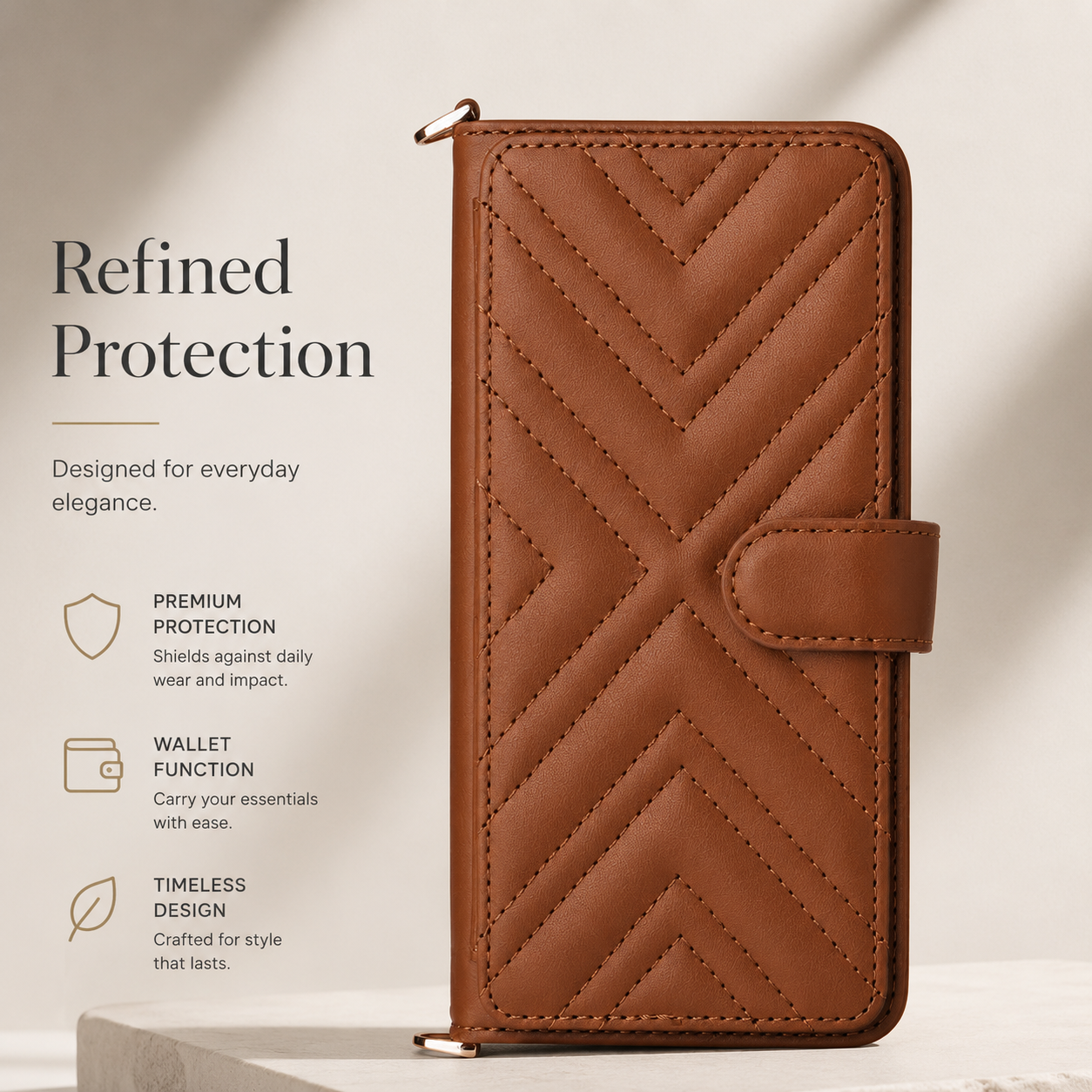 Premium iPhone Case Crossbody Wallet PU Leather Cover Card Holder Shoulder Strap Magnetic Closure Shockproof Full Coverage Slim Design