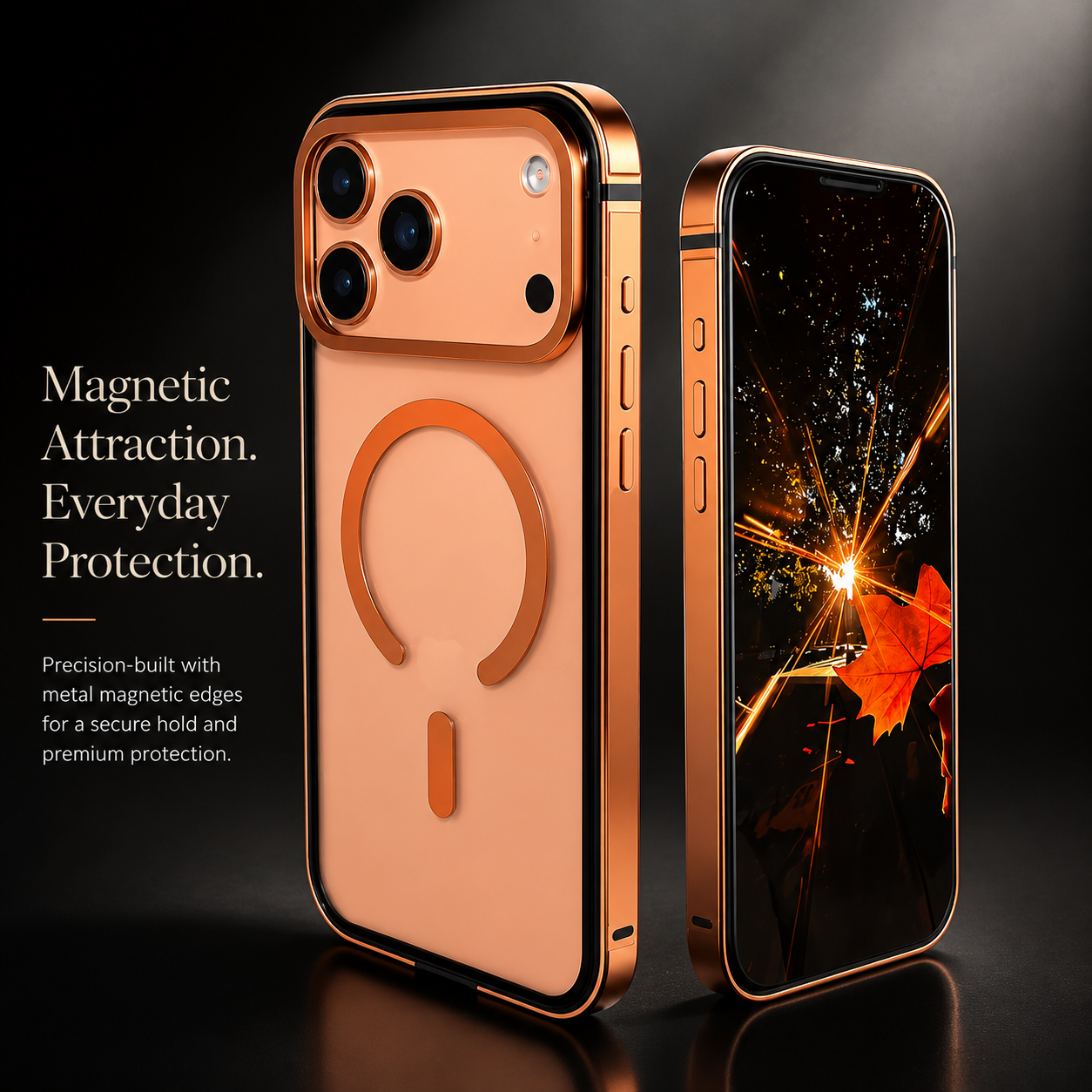 Premium iPhone Case MagSafe Compatible Magnetic Aluminum Frame Clear Back Cover Shockproof Protective Camera Lens Guard Slim Full Coverage