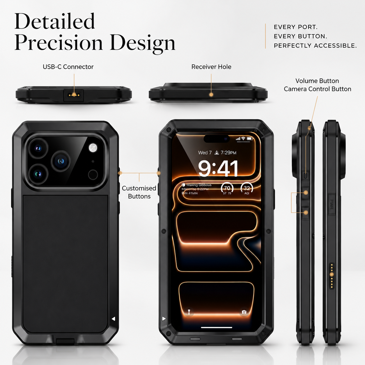 Premium iPhone Case MagSafe Compatible Magnetic Aluminum Armor Frame Cover Heavy Duty Shockproof Built In Glass Screen Protector Camera Lens Guard