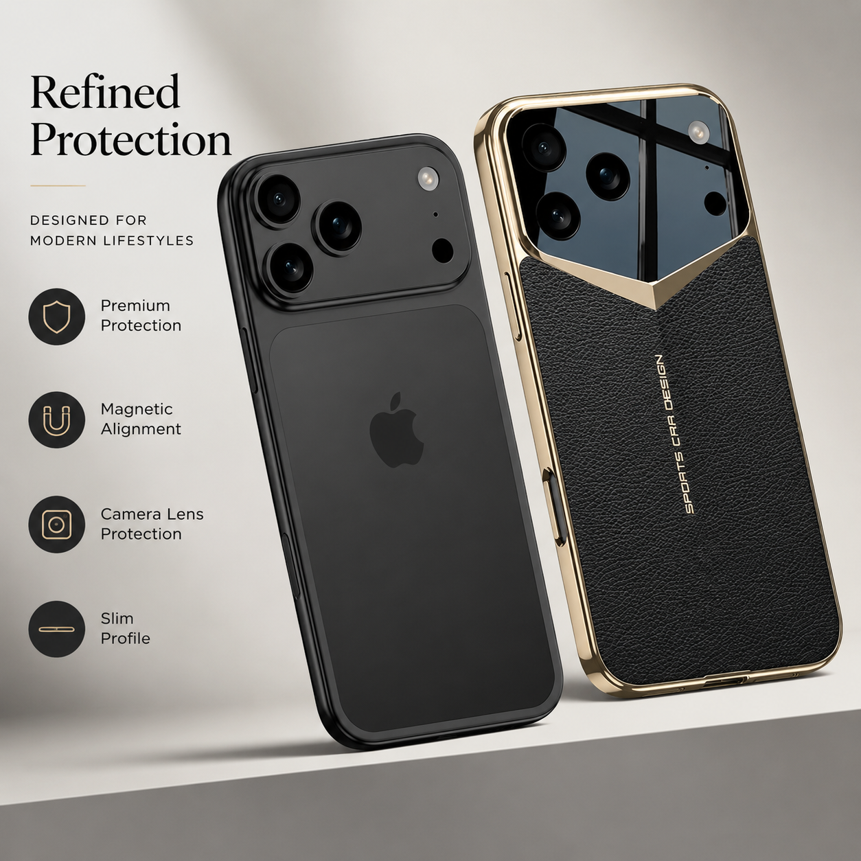 Premium iPhone Case MagSafe Compatible PU Leather Electroplated Protective Cover Camera Lens Protection Shockproof Anti Scratch Hard Shell Slim Full Coverage