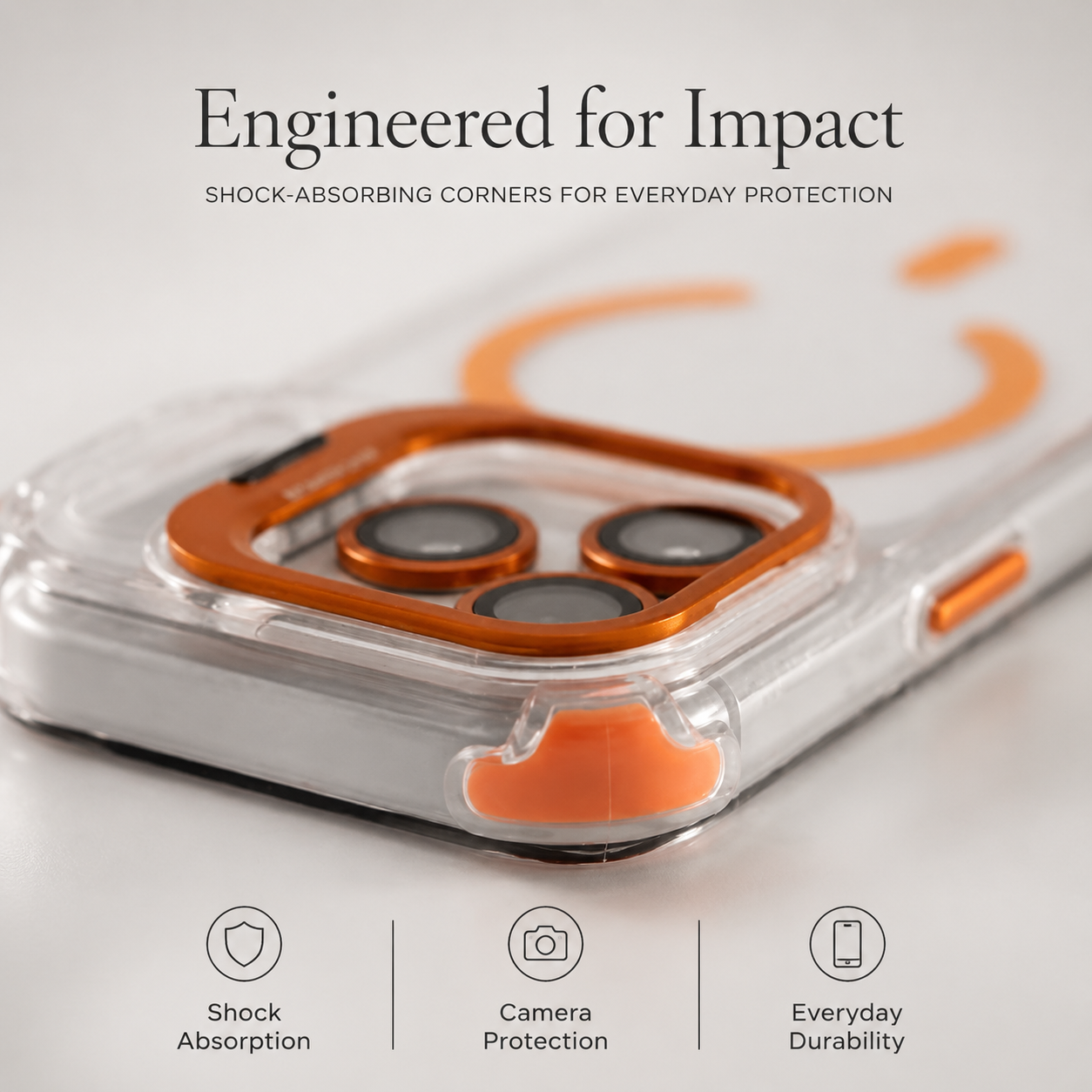Premium iPhone Case Transparent Magnetic Shockproof Cover Glass Lens Protector Stand Holder MagSafe Compatible Non Slip Full Coverage Design