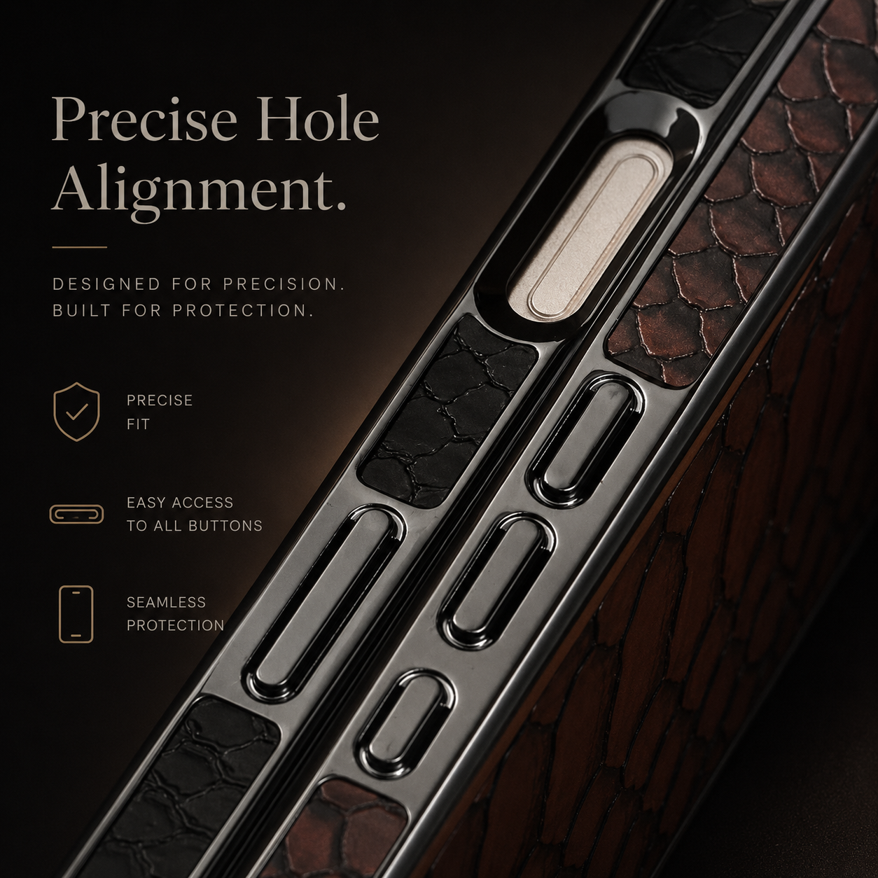 Premium iPhone Case Leather Snake Pattern Cover Soft Flannel Lining Anti Scratch Non Slip Slim Lightweight Protective Fashion Design Half Wrapped
