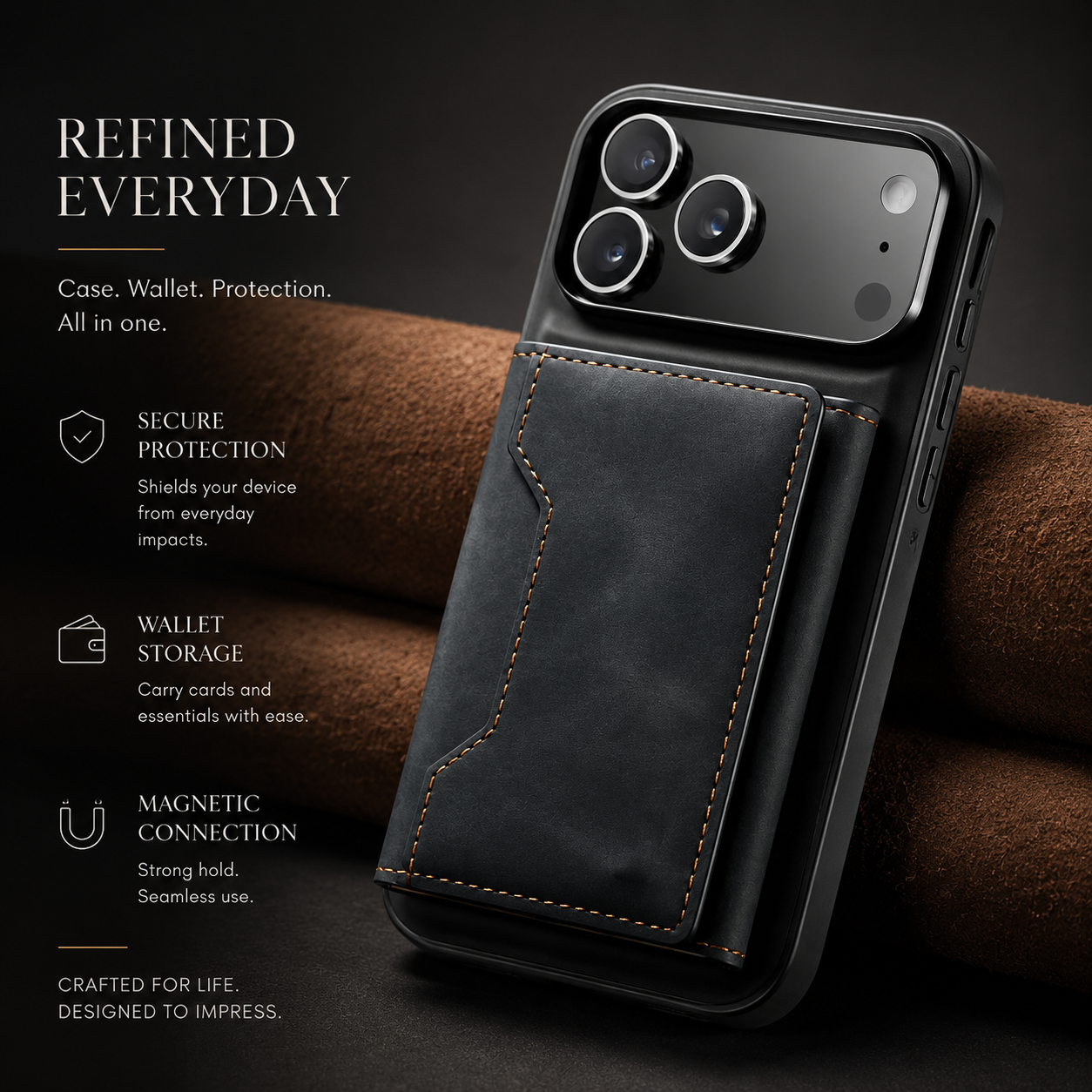 Premium iPhone Case Detachable Magnetic Wallet Cover Leather Card Holder Kickstand Shockproof Protective Cover Anti Scratch Full Body Slim