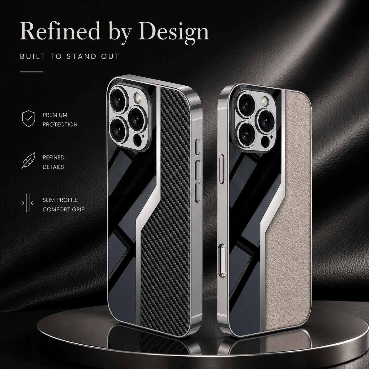 Premium iPhone Case Leather Plating Cover Soft TPU Edge Camera Lens Protection Shockproof Anti Scratch Ultra Thin Full Coverage Protective Design
